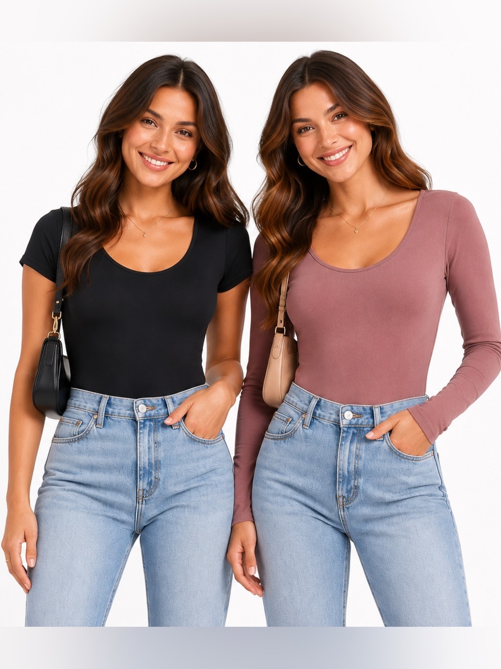 Abercrombie & Fitch Black and Mauve Bodysuits